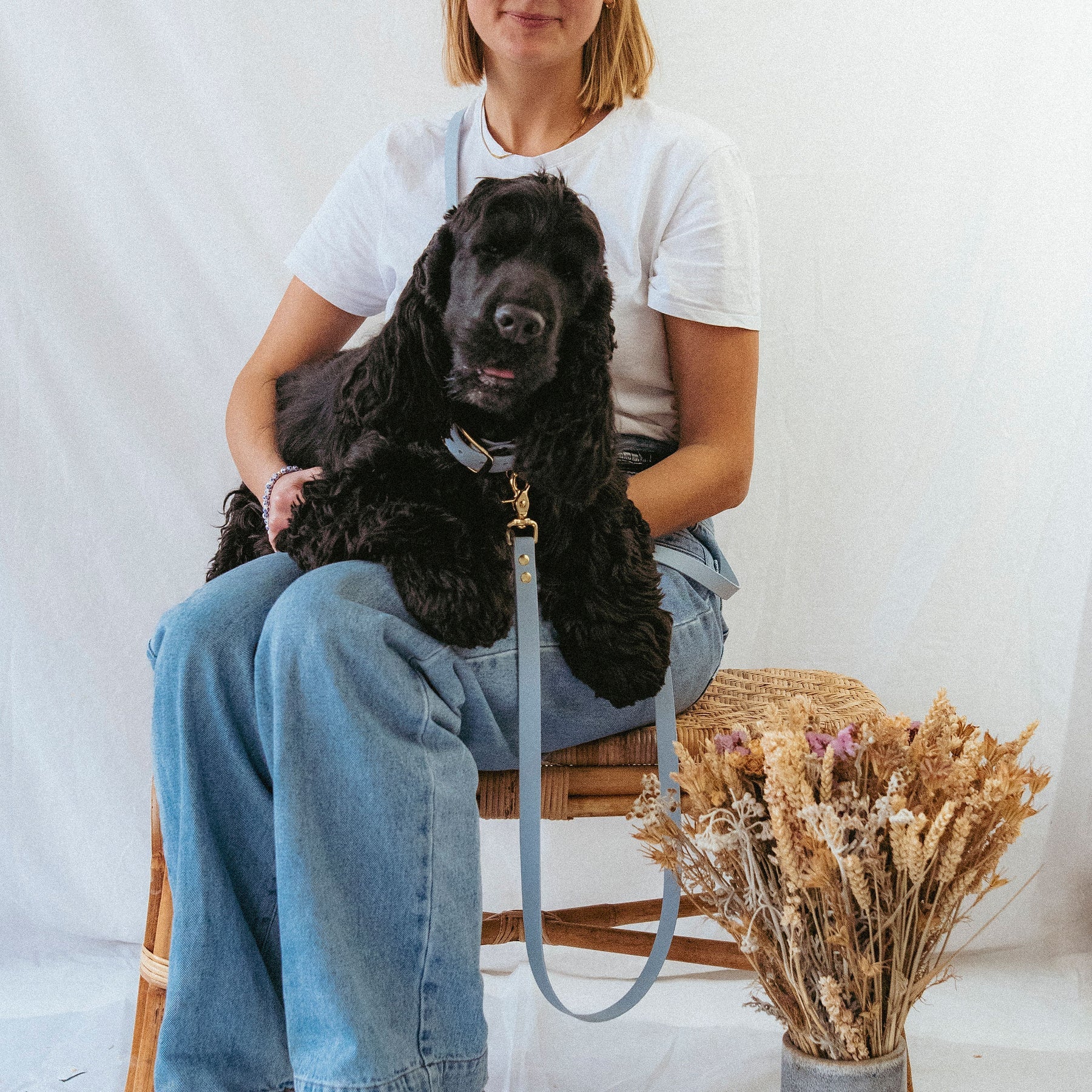 Laisse Mutli-positions Biothane® Bleu Pastel