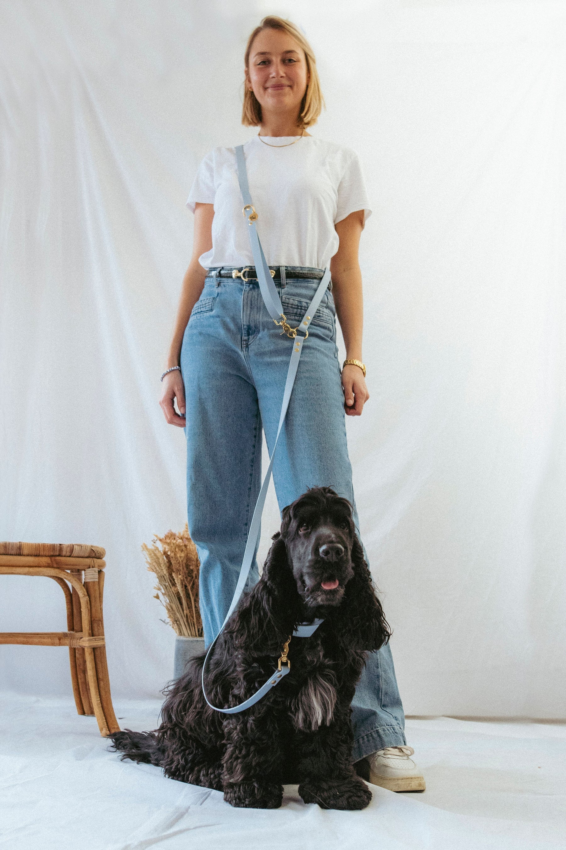 Laisse Mutli-positions Biothane® Bleu Pastel