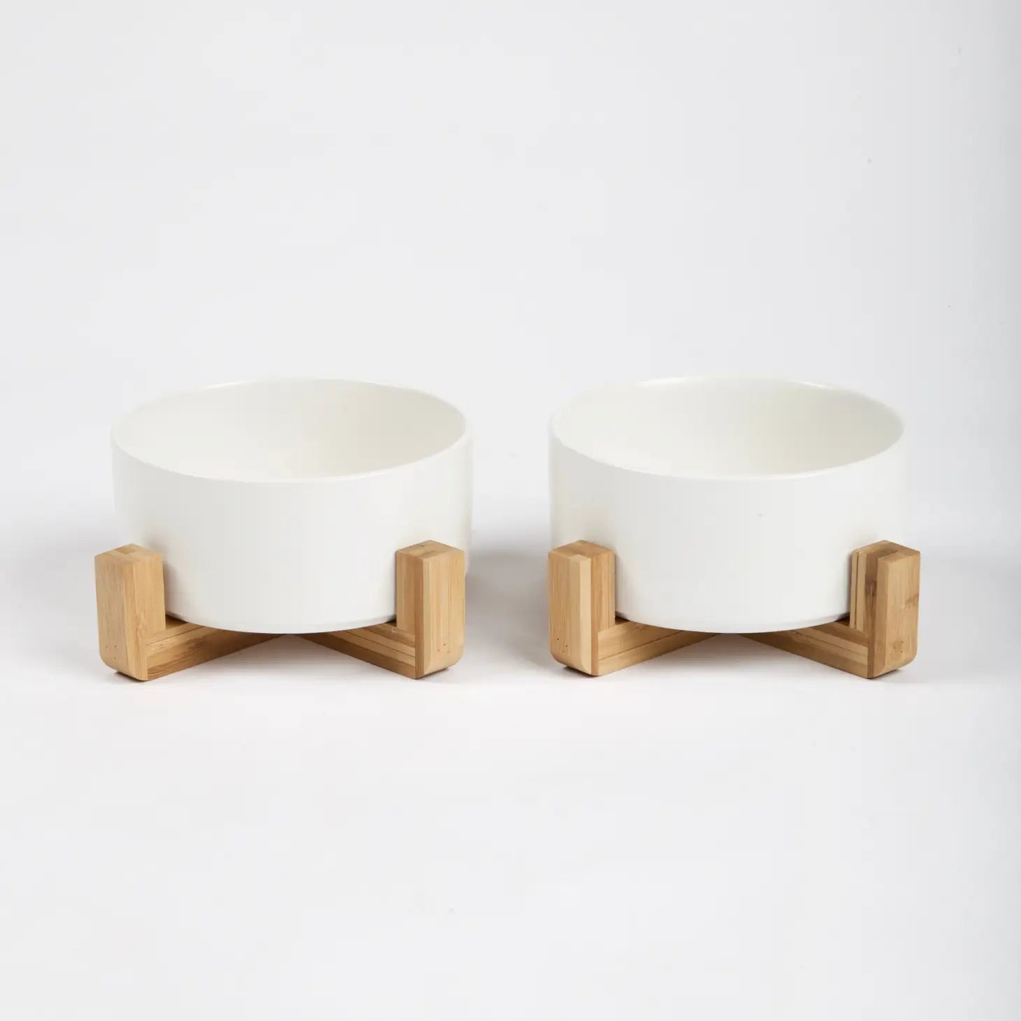 Gamelle avec support en bois - Blanc