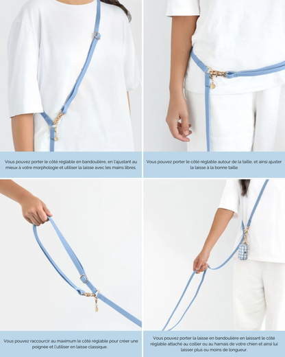 Laisse Mains Libres ajustable - Bleu