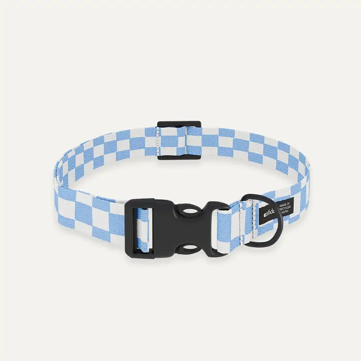 Collier Chiot - Damier Bleu