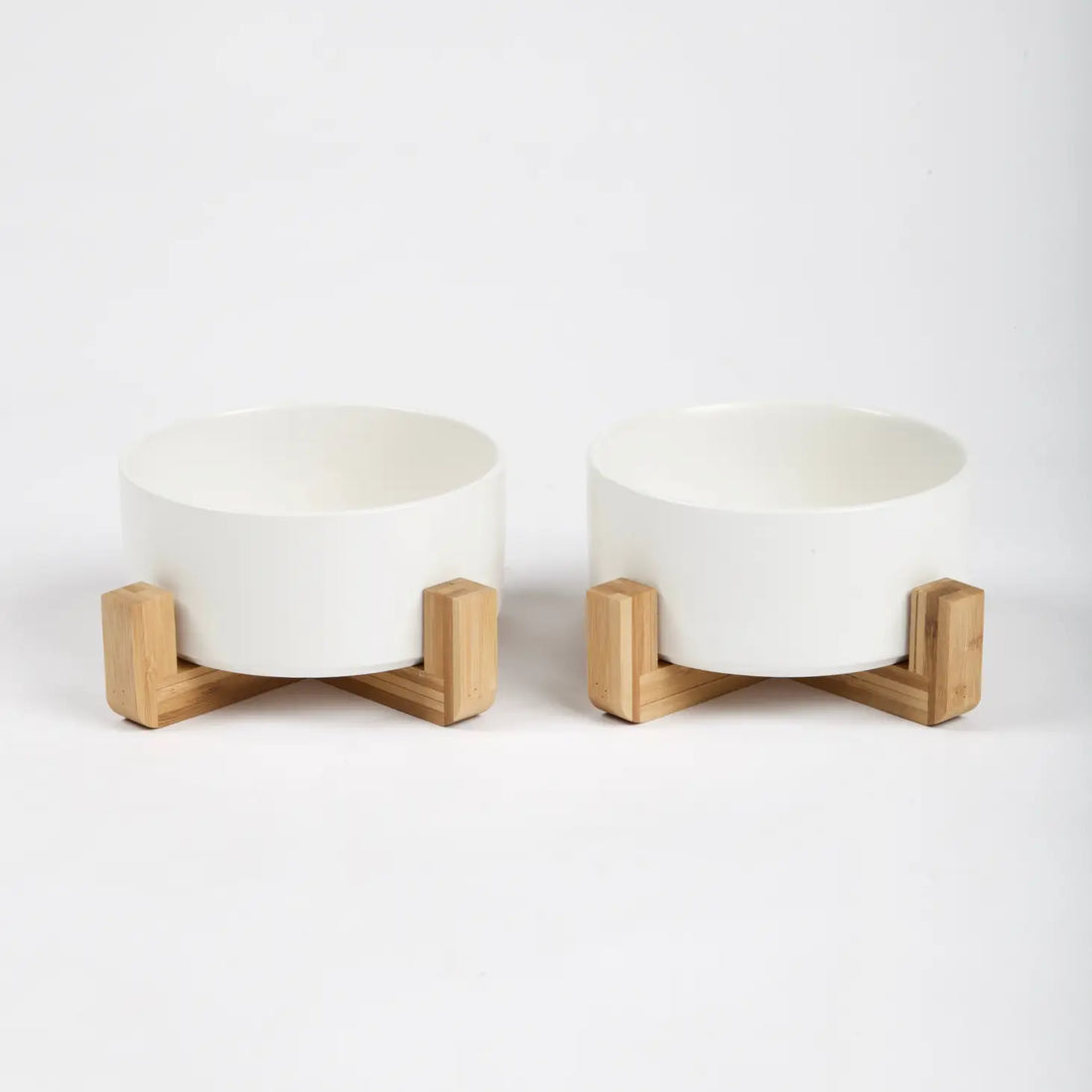 Gamelle avec support en bois - Blanc